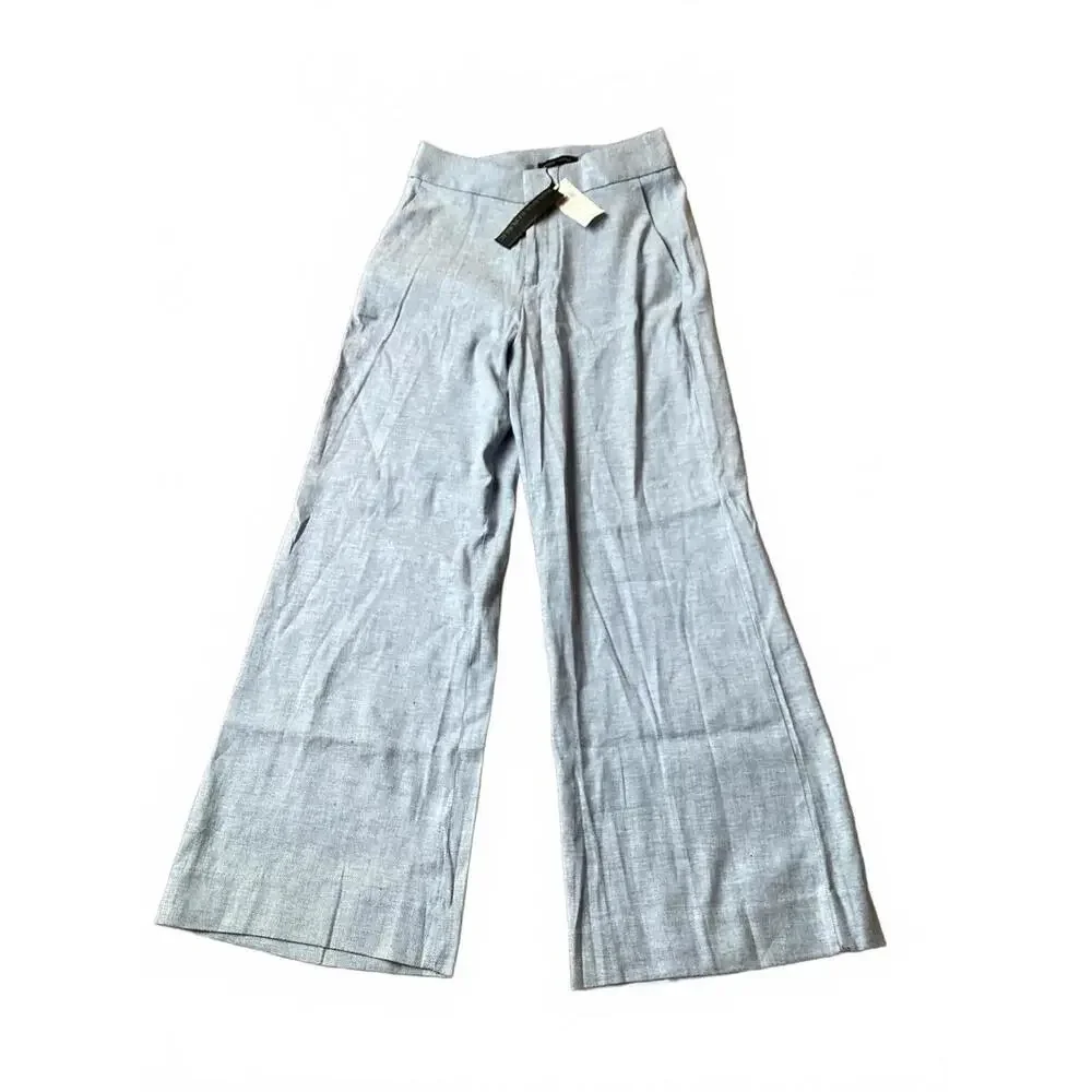Banana Republic Linen Blend Wide Leg Pants Blue Women’s 0S NWT Summer Casual‎